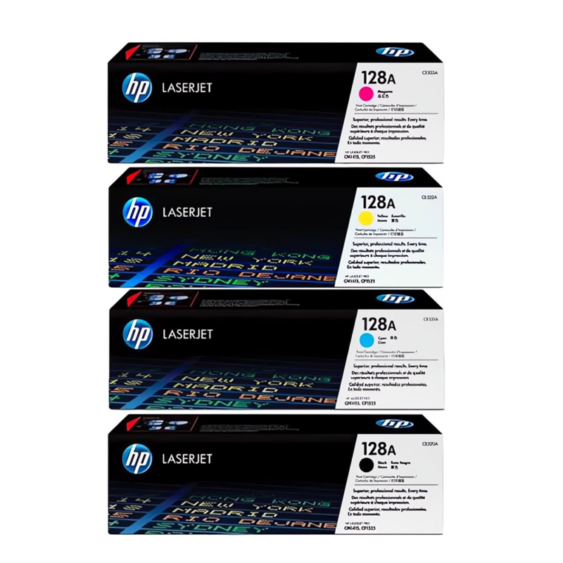 HP 128A Laser Toner Set Original Black and Color